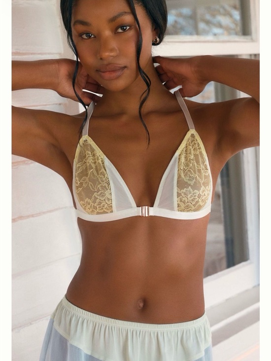 Anthropologie Other - Anthropologie LyreBird Lace and Mesh Bralette Sheer in Fairest Jade yellow/white